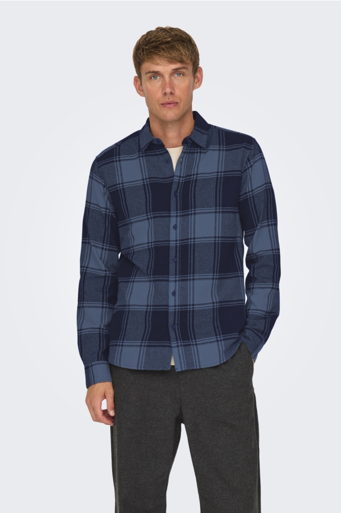 ONSGUDMUND LS CHECKED SHIRT NOOS 22007112 NAVY BLAZER/VINTAGE INDIGO